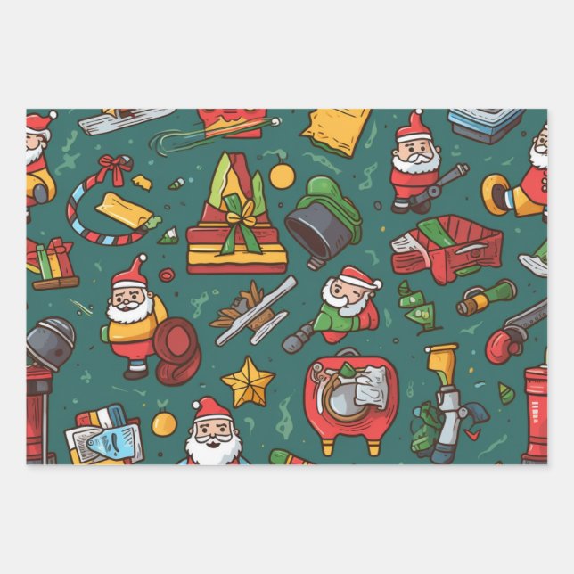 Weihnachtswerkstatt Geschenkpapier Set (Vorderseite)