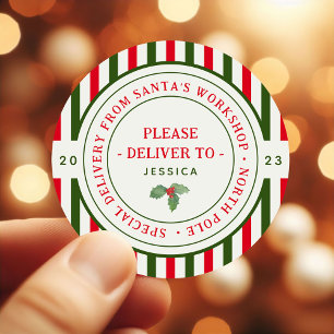 Weihnachtswerkstatt Nordpol Weihnachtsgeschenk für Runder Aufkleber