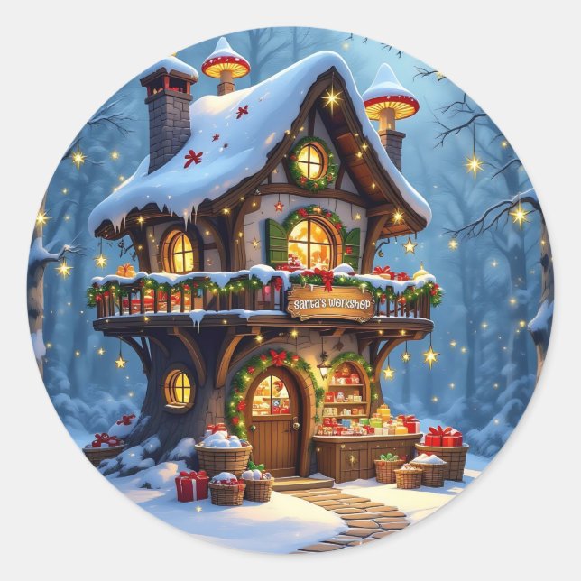 Weihnachtswerkstatt Runder Aufkleber (Vorderseite)