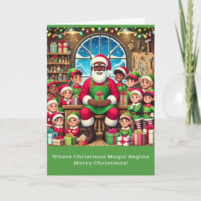 Weihnachtswerkstattkarte Feiertagskarte (Vorderseite)