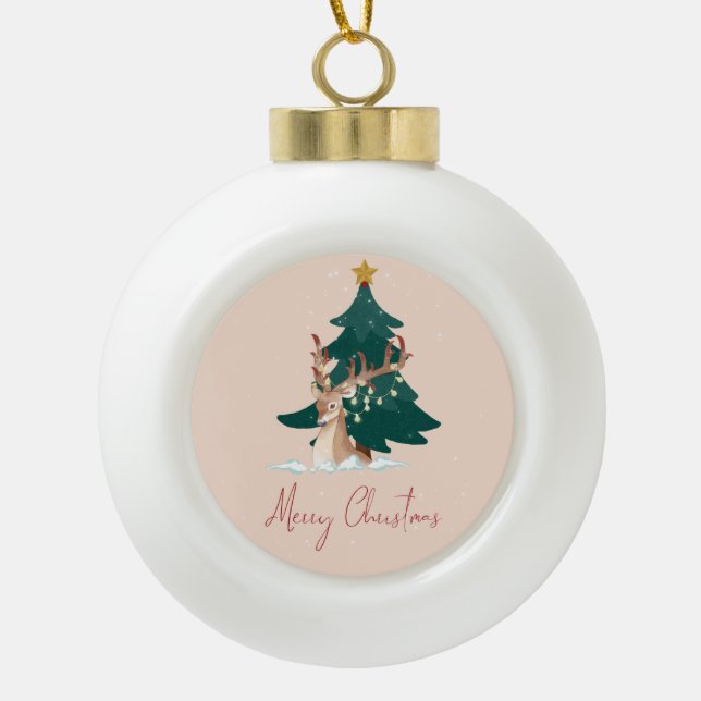 Weihnachtswild Keramik Kugel-Ornament (Vorderseite)