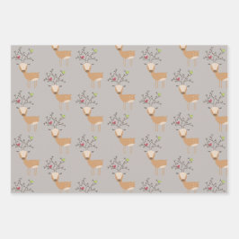 Weihnachtswild mit Vögeln Geschenkpapier Set