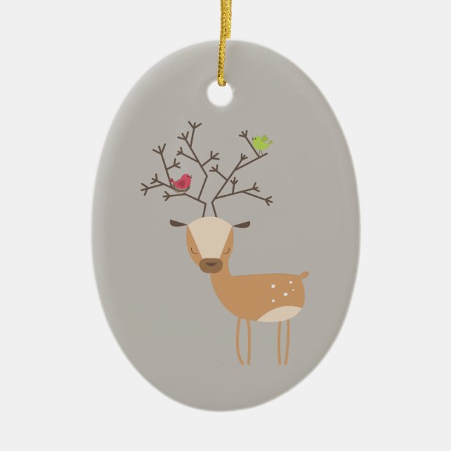 Weihnachtswild mit Vögeln Keramikornament (Vorne)