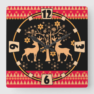 Weihnachtswild Quadratische Wanduhr