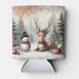 Weihnachtswild/Schneemann im klassischen Wald Dosenkühler