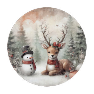 Weihnachtswild/Schneemann im klassischen Wald Schneidebrett