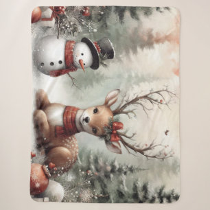 Weihnachtswild/Schneemann im klassischen Wald Sherpadecke
