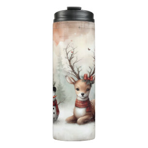 Weihnachtswild/Schneemann im klassischen Wald Thermosbecher