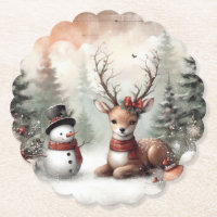 Weihnachtswild/Schneemann im klassischen Wald