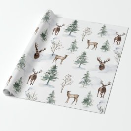 Weihnachtswild und Winterbäume Geschenkpapier
