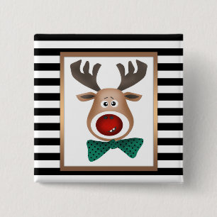 Weihnachtswildkarte Schwarz-weiß Button