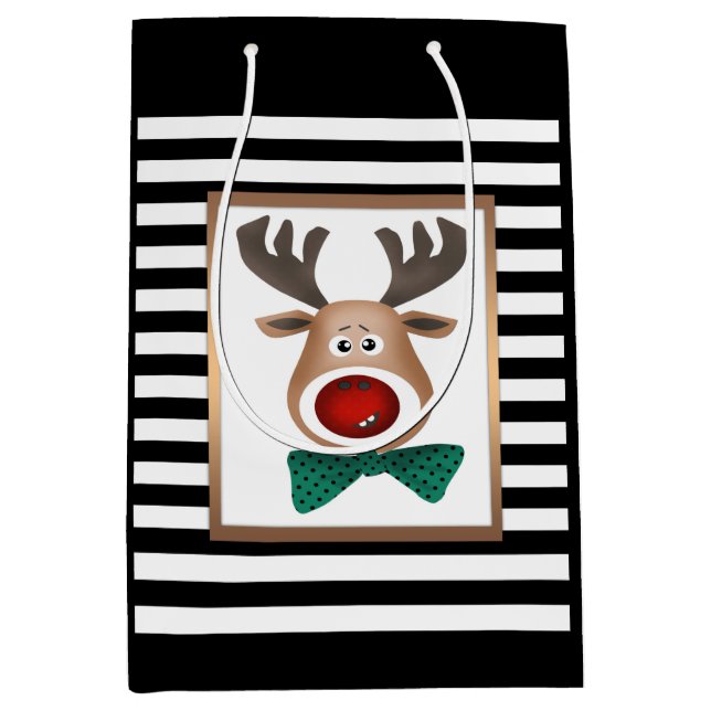 Weihnachtswildkarte Schwarz-weiß Mittlere Geschenktüte (Vorderseite)