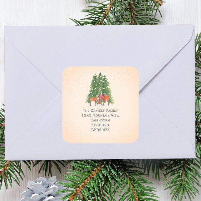 WeihnachtswildRücksendeadresse Quadratischer Aufkleber (Von Creator hochgeladen)