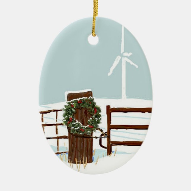 WeihnachtsWindpark-Verzierung Keramikornament (Vorne)
