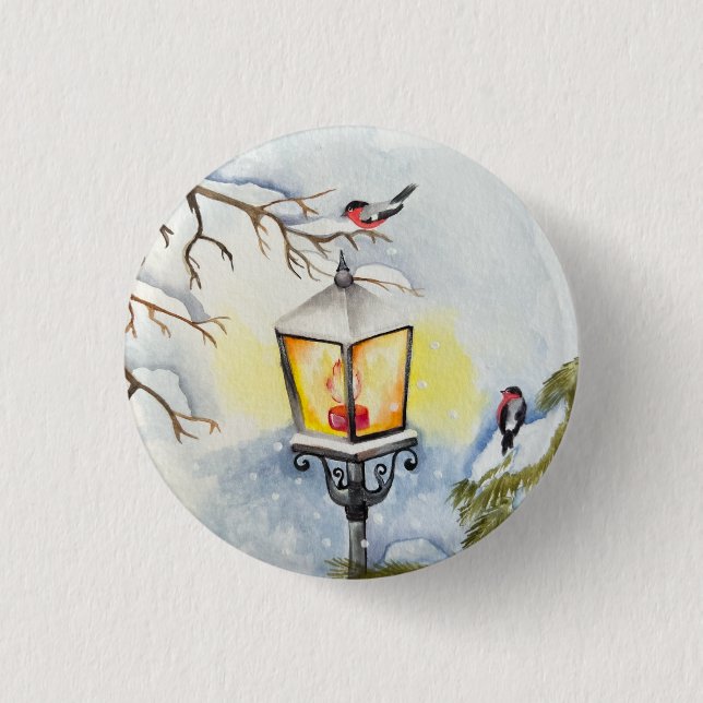 Weihnachtswinterlandschaft Button (Vorderseite)