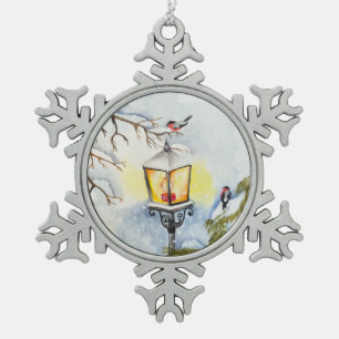 Weihnachtswinterlandschaft Schneeflocken Zinn-Ornament
