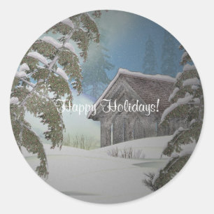 Weihnachtswinterszenen-Sticker Runder Aufkleber