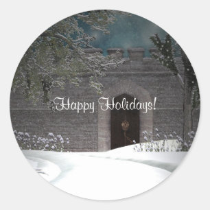 Weihnachtswinterszenen-Sticker Runder Aufkleber