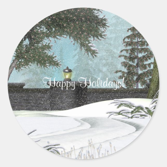 Weihnachtswinterszenen-Sticker Runder Aufkleber (Vorderseite)