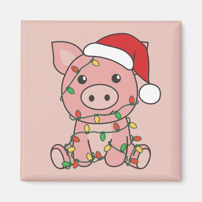 Weihnachtswintertiere Schwein Magnet (Vorne)