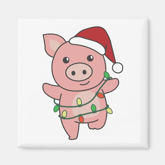 Weihnachtswintertiere Schwein Magnet (Vorne)