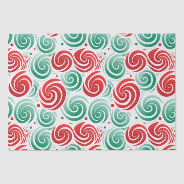 Weihnachtswirbel rot, grün und weiß seidenpapier (Vorderseite)