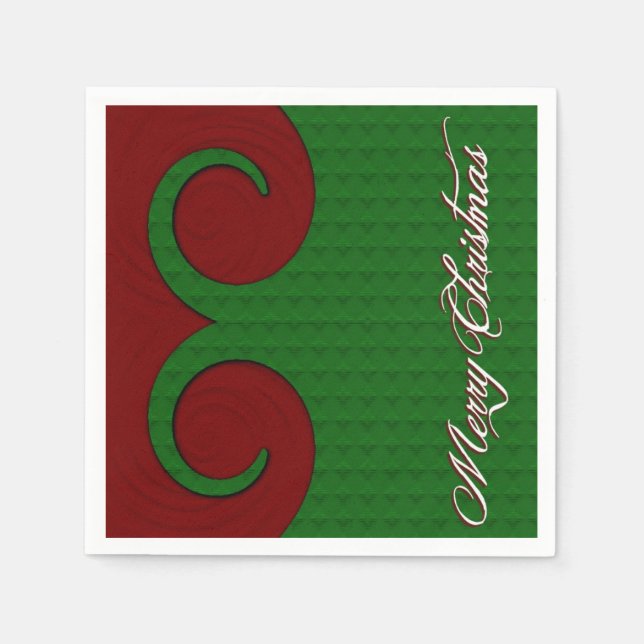 Weihnachtswirbel Rot und Grüne Napkins Serviette (Vorderseite)