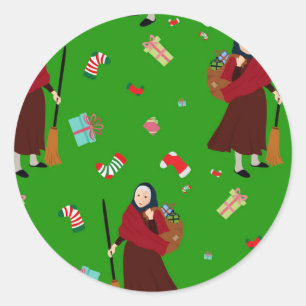 Weihnachtswitz Befana Runder Aufkleber