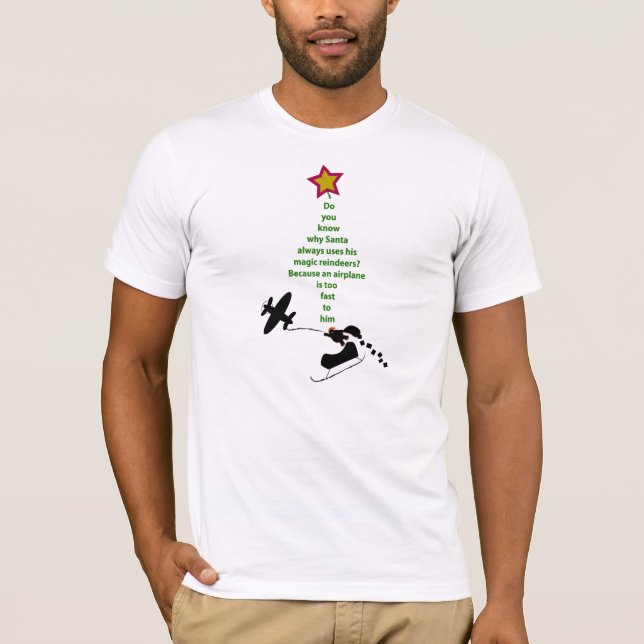 Weihnachtswitz-T-Shirts: Sankt und Flugzeug T-Shirt (Vorderseite)