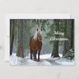 Weihnachtswohnung für Pferde-Wälder Schnee Wasserf Feiertagskarte