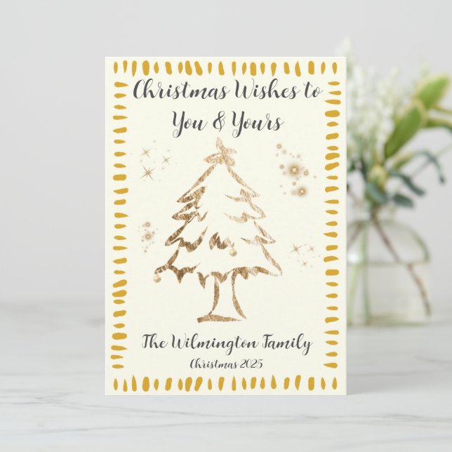 Weihnachtswohnung in Golden Tree Karte (Stehend Vorderseite)