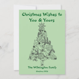Weihnachtswohnung in grünem Baum Karte