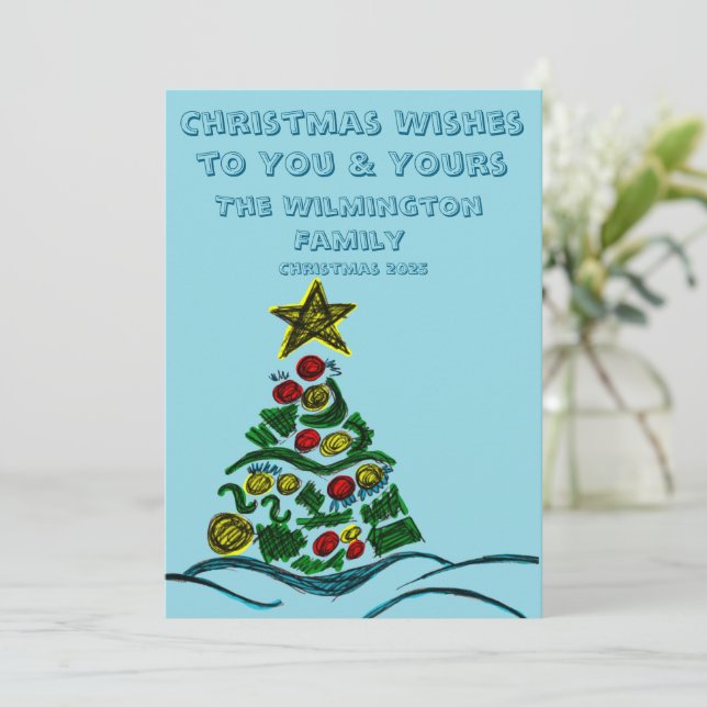 Weihnachtswohnung mit festlichem Crafty Tree Karte (Stehend Vorderseite)