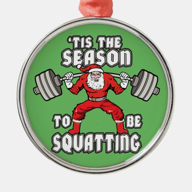 Weihnachtsworkout-Spaß - Platz des Weihnachtsmanns Silbernes Ornament (Vorne)