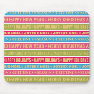 Weihnachtsworte in bunten Linien Mousepad