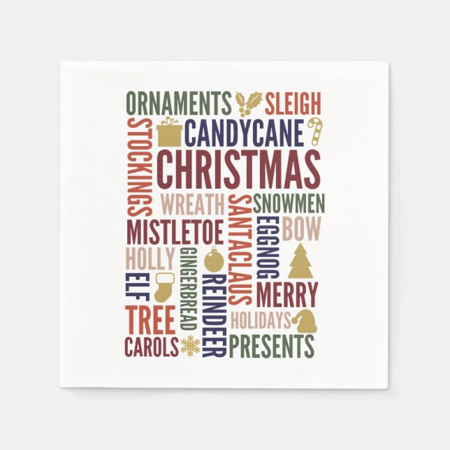 Weihnachtsworte Urlaubspapier Napkin Serviette (Vorderseite)