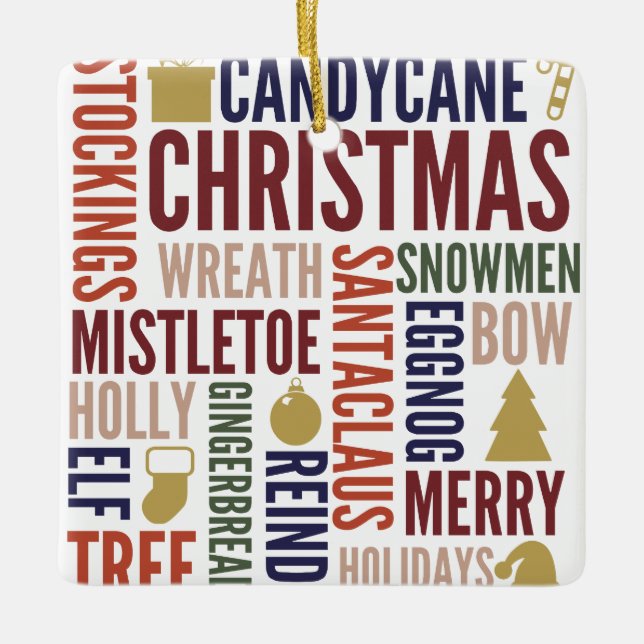 Weihnachtswörter Feiertage Keramik Ornament (Vorderseite)