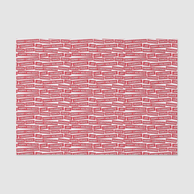 Weihnachtswörter Rot und Weißbuch Seidenpapier (Vorderseite)
