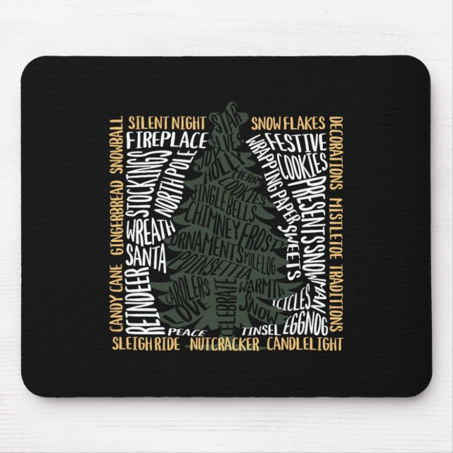 Weihnachtswörter Tree Einzigartiges Urlaubsdesign Mousepad (Vorne)