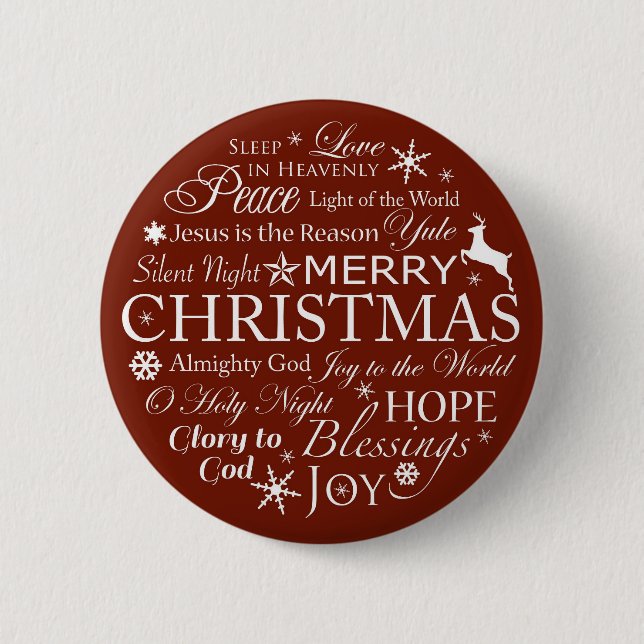 Weihnachtswörter Typografie Button (Vorderseite)
