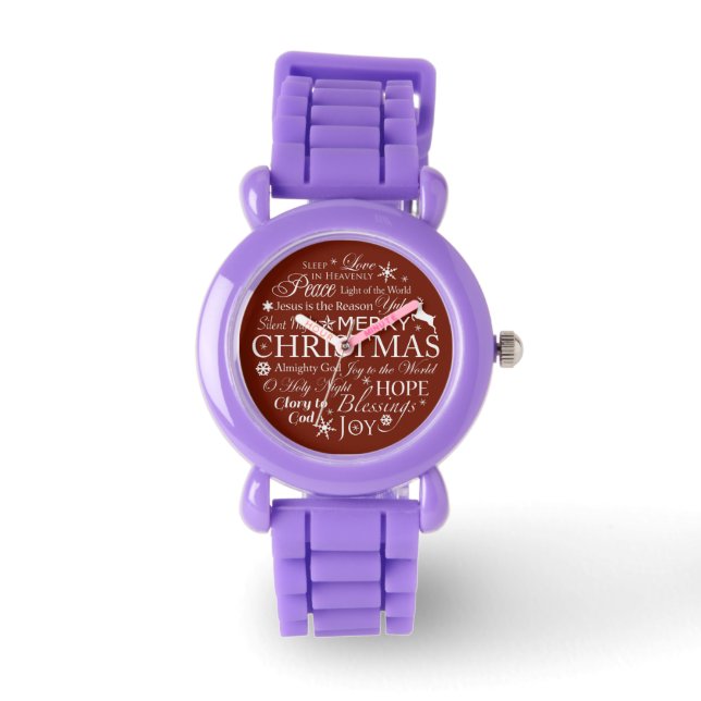Weihnachtswörter Typografie Circle Kid Armbanduhr (Vorderseite)