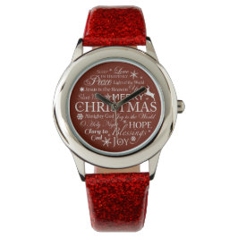 Weihnachtswörter Typografie Circle Kid Armbanduhr