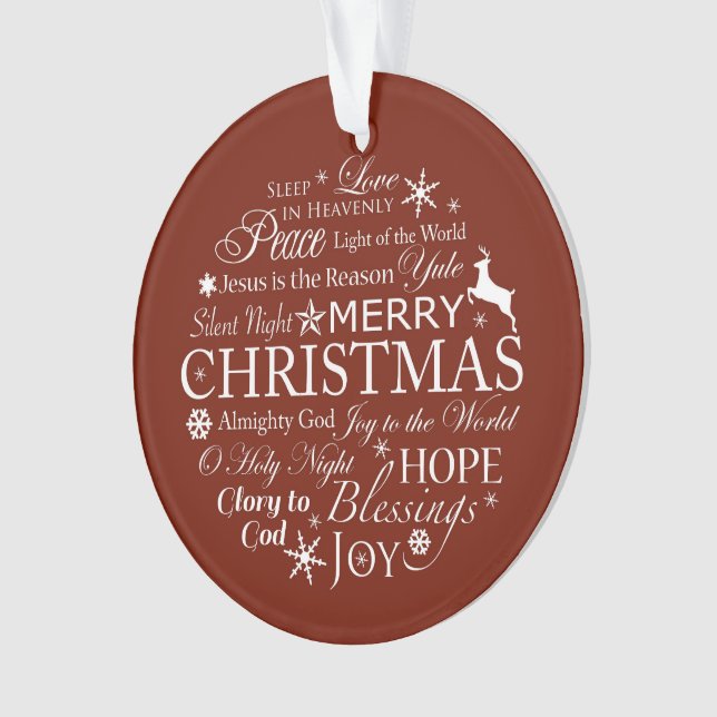 Weihnachtswörter Typografie Ornament (Vorderseite)