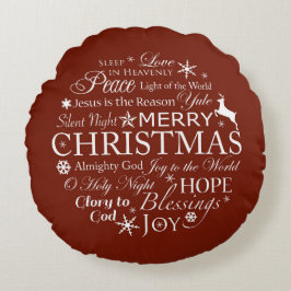 Weihnachtswörter Typografie Rundes Kissen