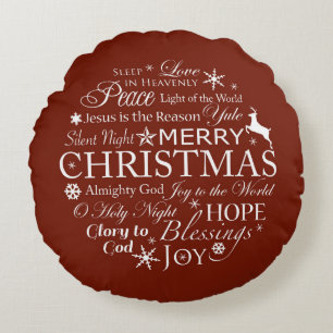 Weihnachtswörter Typografie Rundes Kissen