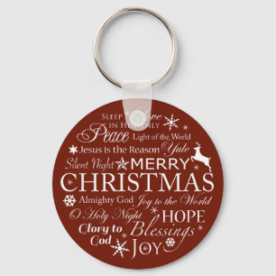 Weihnachtswörter Typografie Schlüsselanhänger