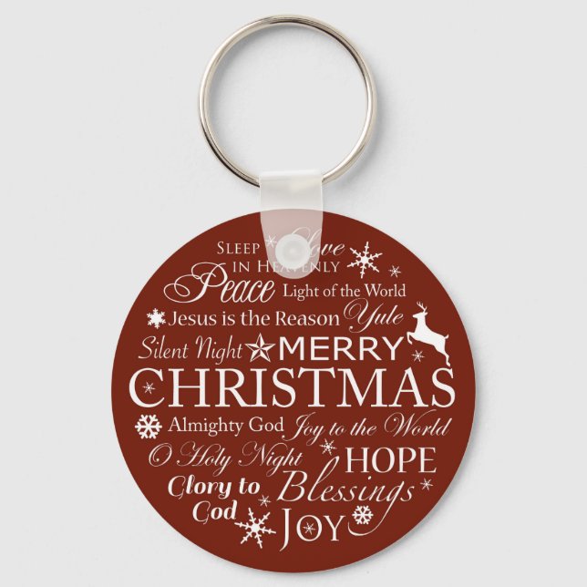 Weihnachtswörter Typografie Schlüsselanhänger (Vorderseite)