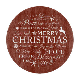 Weihnachtswörter Typografie Schneidebrett