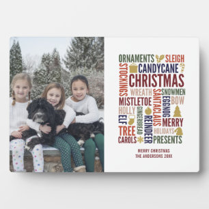 Weihnachtswörter Urlaub Foto Plaque mit Easel Fotoplatte