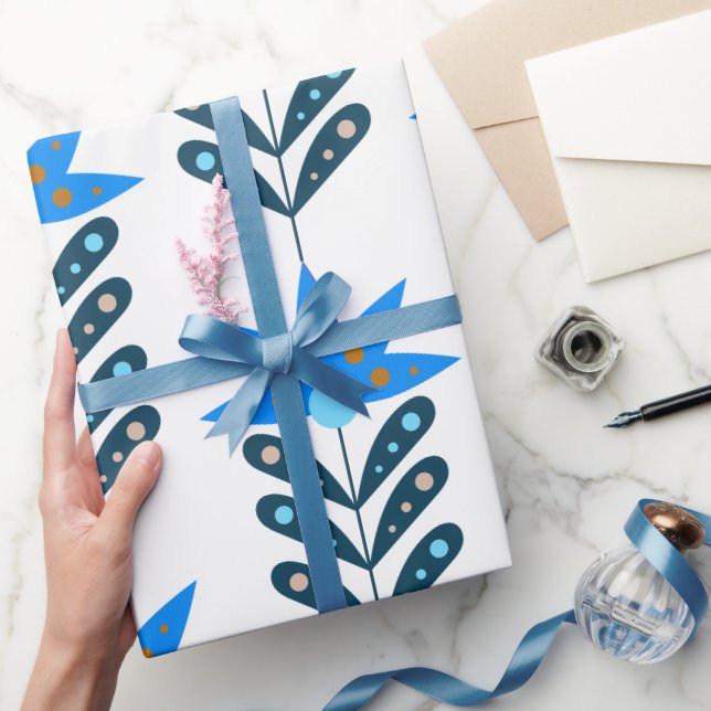 Weihnachtswrapping Paper der blauen Blume Geschenkpapier (Schenken)